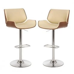 45.7"H Mid-century Modern Beige Adjustable Height Swivel Bar Stool,Set of Two by Glitzhome