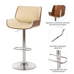 45.7"H Mid-century Modern Beige Adjustable Height Swivel Bar Stool,Set of Two by Glitzhome -Deals Glitzhome Store beige glitzhome bar stools 2000900018 c3 1000