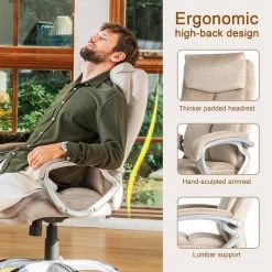 47 in. H Beige Velvet Gaslift Adjustable Swivel Office Chair by Glitzhome -Deals Glitzhome Store beige glitzhome executive chairs 2001300006 1f 1000