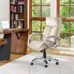 47 in. H Beige Velvet Gaslift Adjustable Swivel Office Chair by Glitzhome -Deals Glitzhome Store beige glitzhome executive chairs 2001300006 31 1000
