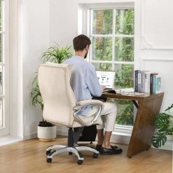 47 in. H Beige Velvet Gaslift Adjustable Swivel Office Chair by Glitzhome -Deals Glitzhome Store beige glitzhome executive chairs 2001300006 76 1000