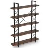 Frailey 72.83 in. Rustic Brown and Black Metal and Wood 5 Shelve Etagere Bookcase with Steel Frame and Open Back by TRIBESIGNS WAY TO ORIGIN -Deals Glitzhome Store black and brown tribesigns way to origin bookcases bookshelves hd sf0079b 64 1000