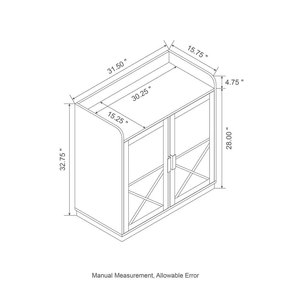 32.75 in. H Black Wine Cabibet with 1-Tier Shelf and 2 Glass Doors by Glitzhome 7 32.75 in. H Black Wine Cabibet with 1-Tier Shelf and 2 Glass Doors by Glitzhome - Image 5