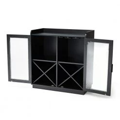 32.75 in. H Black Wine Cabibet with 1-Tier Shelf and 2 Glass Doors by Glitzhome 11 32.75 in. H Black Wine Cabibet with 1-Tier Shelf and 2 Glass Doors by Glitzhome -Deals Glitzhome Store black glitzhome bar cabinets 2008600039 77 1000