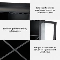 32.75 in. H Black Wine Cabibet with 1-Tier Shelf and 2 Glass Doors by Glitzhome 12 32.75 in. H Black Wine Cabibet with 1-Tier Shelf and 2 Glass Doors by Glitzhome -Deals Glitzhome Store black glitzhome bar cabinets 2008600039 c3 1000