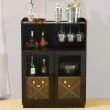 44.00 in. H Black Wine Cabibet with Wine Glass Hanging Rack by Glitzhome -Deals Glitzhome Store black glitzhome bar cabinets 2008600040 64 1000