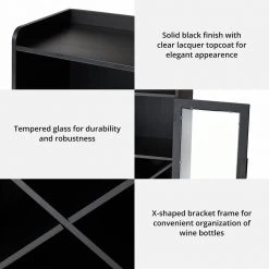 44.00 in. H Black Wine Cabibet with Wine Glass Hanging Rack by Glitzhome -Deals Glitzhome Store black glitzhome bar cabinets 2008600040 c3 1000