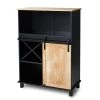 32.75 in. H Black Wine Cabibet with One Sliding Barn Ooor by Glitzhome -Deals Glitzhome Store black glitzhome bar cabinets 2008600043 64 1000