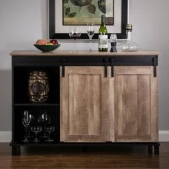 47.25 in. L Modern Industrial Black Wine Cabinet Large Sideboard with Natural Top and Sliding Doors. by Glitzhome 11 47.25 in. L Modern Industrial Black Wine Cabinet Large Sideboard with Natural Top and Sliding Doors. by Glitzhome -Deals Glitzhome Store black glitzhome bar cabinets gh2008600006 77 1000
