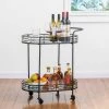 30.75 in. H Black Deluxe 2-Tier Metal Oval Mirrored Bar Cart by Glitzhome -Deals Glitzhome Store black glitzhome bar carts 2001200012 64 1000