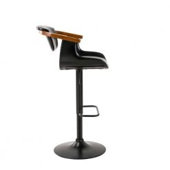 44 in. H Black Leatherette Adjustable Swivel Chair Low Back Bar Stool (Set of 4) by Glitzhome -Deals Glitzhome Store black glitzhome bar stools 2000700012 fa 1000