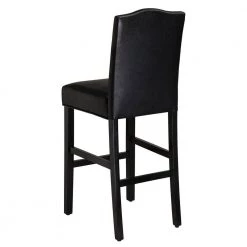 45.00 in. H Black Leatherette Barchair with Studded Decoration High Back Solid Rubberwood Legs (Set of 4) by Glitzhome -Deals Glitzhome Store black glitzhome bar stools 2000700013 4f 1000