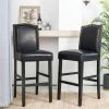 45.00 in. H Black Leatherette Barchair with Studded Decoration Back and Black Solid Rubberwood Legs (Set of 2) by Glitzhome -Deals Glitzhome Store black glitzhome bar stools 2000900001 64 1000
