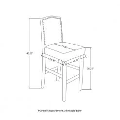 45.00 in. H Black Leatherette Barchair with Studded Decoration Back and Black Solid Rubberwood Legs (Set of 2) by Glitzhome -Deals Glitzhome Store black glitzhome bar stools 2000900001 77 1000
