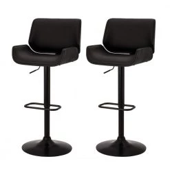 Mid-century Black Modern Adjustable Height Swivel Bar Stool (Set of 2) by Glitzhome -Deals Glitzhome Store black glitzhome bar stools 2000900007 1f 1000