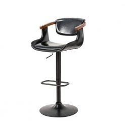 44.50"H Black Leatherette Adjustable Swivwl Bar Stool, Set of 2 by Glitzhome -Deals Glitzhome Store black glitzhome bar stools 2001100008 1f 1000
