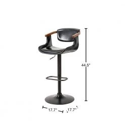 44.50"H Black Leatherette Adjustable Swivwl Bar Stool, Set of 2 by Glitzhome -Deals Glitzhome Store black glitzhome bar stools 2001100008 40 1000