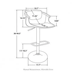 44.50"H Black Leatherette Adjustable Swivwl Bar Stool, Set of 2 by Glitzhome -Deals Glitzhome Store black glitzhome bar stools 2001100008 77 1000