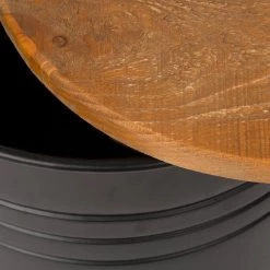 19.29 in. Black Metal Storage Accent Table or Stool with Solid Wood Lid (Set of 2) by Glitzhome -Deals Glitzhome Store black glitzhome bar stools gh2003800004 44 1000