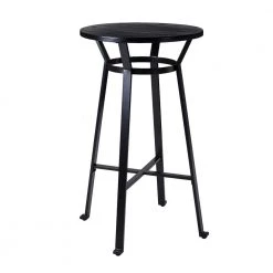 41.25 in. H Black Steel Bar Table with Soild Elm Wood Top by Glitzhome