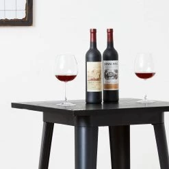 41.50 in. H Black Steel Bar Table with Solid Elm Wood Top by Glitzhome -Deals Glitzhome Store black glitzhome bar tables 2026500002 1f 1000