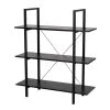 41.5 in. H Black Modern Industry Metal/Wooden 3-Shelf Ladder Bookcases - Oak Melamine by Glitzhome -Deals Glitzhome Store black glitzhome bookcases bookshelves 2001100029 64 1000