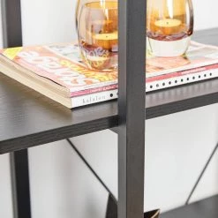 41.5 in. H Black Modern Industry Metal/Wooden 3-Shelf Ladder Bookcases - Oak Melamine by Glitzhome 17 41.5 in. H Black Modern Industry Metal/Wooden 3-Shelf Ladder Bookcases - Oak Melamine by Glitzhome -Deals Glitzhome Store black glitzhome bookcases bookshelves 2001100029 fa 1000
