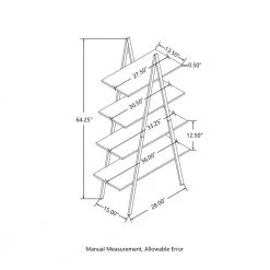 64.5 in. H Modern Industrial Black Oak Melamine Metal 4-shelves Leaning Bookcases and Ladder - Shelf by Glitzhome -Deals Glitzhome Store black glitzhome bookcases bookshelves 2008600011 c3 1000