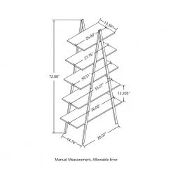 72 in. H Black Modern Industry Metal/Wooden 5-Shelf "A" Frame Ladder Bookcases - Oak Melamine by Glitzhome -Deals Glitzhome Store black glitzhome bookcases bookshelves 2008600020 4f 1000