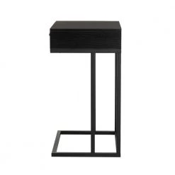 26 in.H Black Modern Industry Metal/Wooden "C" Side & End Table With 2 USB Charging Ports - Oak Melamine by Glitzhome -Deals Glitzhome Store black glitzhome c tables 2001100023 44 1000