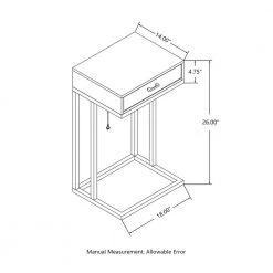 26 in.H Black Modern Industry Metal/Wooden "C" Side & End Table With 2 USB Charging Ports - Oak Melamine by Glitzhome -Deals Glitzhome Store black glitzhome c tables 2001100023 4f 1000