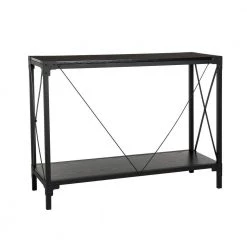 43.25 in. L Rectangle Black Modern Industry Metal/Wooden Brown Console Table - Oak Melamine by Glitzhome -Deals Glitzhome Store black glitzhome console tables 2001100021 fa 1000