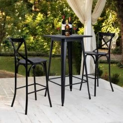 3-Piece Black Pub Table and Bar Chair Set by Glitzhome 17 3-Piece Black Pub Table and Bar Chair Set by Glitzhome -Deals Glitzhome Store black glitzhome dining room sets 2001100036 31 1000