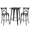 3-Piece Black Pub Table and Bar Chair Set by Glitzhome -Deals Glitzhome Store black glitzhome dining room sets 2001100036 64 1000