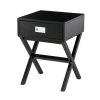 21.85 in. Black Modern Shape x-Side Table with Drawer by Glitzhome -Deals Glitzhome Store black glitzhome end side tables 2001200009 64 1000