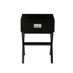 21.85 in. Black Modern Shape x-Side Table with Drawer by Glitzhome -Deals Glitzhome Store black glitzhome end side tables 2001200009 c3 1000