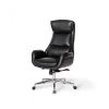 Mid-Century Modern Black Air Leatherette Adjustable Swivel High Back Office Chair by Glitzhome