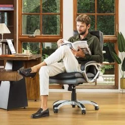 47 in. H Black PU Leather Gaslift Adjustable Swivel Office Chair by Glitzhome 14 47 in. H Black PU Leather Gaslift Adjustable Swivel Office Chair by Glitzhome -Deals Glitzhome Store black glitzhome executive chairs 2001100016 77 1000