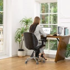 38 in. H Black PU Leather Adjustable Swivel Desk Chair/Task Chair by Glitzhome -Deals Glitzhome Store black glitzhome task chairs 2001100033 76 1000