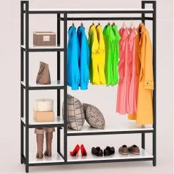 Donald Black Armoire with 6 Storage Shelves (70.9 x 47.3 x 15.7 in.) by TRIBESIGNS WAY TO ORIGIN