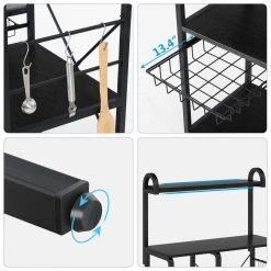 Dexter Black 5 Shelves Bakers Rack with Bottle Storage Basket and 6 Hooks by TRIBESIGNS WAY TO ORIGIN -Deals Glitzhome Store black tribesigns way to origin baker s racks hd c0460 a0 1000