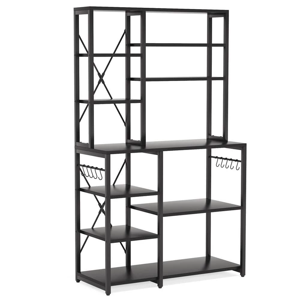 Bachel Contemporary Black Kitchen Baker's Rack with Open Shelves and Hanging Hooks by TRIBESIGNS WAY TO ORIGIN 3 Bachel Contemporary Black Kitchen Baker's Rack with Open Shelves and Hanging Hooks by TRIBESIGNS WAY TO ORIGIN