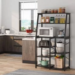 Byron Black 6-Shelves Bakers Rack with 2-hutches by TRIBESIGNS WAY TO ORIGIN -Deals Glitzhome Store black tribesigns way to origin baker s racks hd u0019 c3 1000