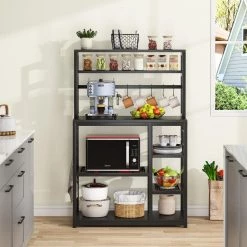 Bachel Black Baker's Rack with Hooks and Storage Shelves by TRIBESIGNS WAY TO ORIGIN 12 Bachel Black Baker's Rack with Hooks and Storage Shelves by TRIBESIGNS WAY TO ORIGIN -Deals Glitzhome Store black tribesigns way to origin baker s racks hd zy0049 c3 1000