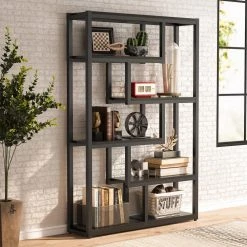 Benjamin 39.37 in. W Black Wood 6-Shelf Etagere Bookcase with Sturdy Metal Frame by TRIBESIGNS WAY TO ORIGIN -Deals Glitzhome Store black tribesigns way to origin bookcases bookshelves hd c0087 wzz 1f 1000
