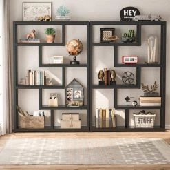 Benjamin 39.37 in. W Black Wood 6-Shelf Etagere Bookcase with Sturdy Metal Frame by TRIBESIGNS WAY TO ORIGIN -Deals Glitzhome Store black tribesigns way to origin bookcases bookshelves hd c0087 wzz 44 1000
