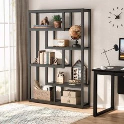 Benjamin 39.37 in. W Black Wood 6-Shelf Etagere Bookcase with Sturdy Metal Frame by TRIBESIGNS WAY TO ORIGIN -Deals Glitzhome Store black tribesigns way to origin bookcases bookshelves hd c0087 wzz 4f 1000
