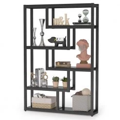 Benjamin 39.37 in. W Black Wood 6-Shelf Etagere Bookcase with Sturdy Metal Frame by TRIBESIGNS WAY TO ORIGIN -Deals Glitzhome Store black tribesigns way to origin bookcases bookshelves hd c0087 wzz 76 1000