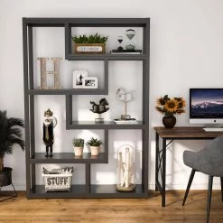 Benjamin 39.37 in. W Black Wood 6-Shelf Etagere Bookcase with Sturdy Metal Frame by TRIBESIGNS WAY TO ORIGIN -Deals Glitzhome Store black tribesigns way to origin bookcases bookshelves hd c0087 wzz 77 1000