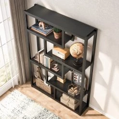 Benjamin 39.37 in. W Black Wood 6-Shelf Etagere Bookcase with Sturdy Metal Frame by TRIBESIGNS WAY TO ORIGIN -Deals Glitzhome Store black tribesigns way to origin bookcases bookshelves hd c0087 wzz fa 1000